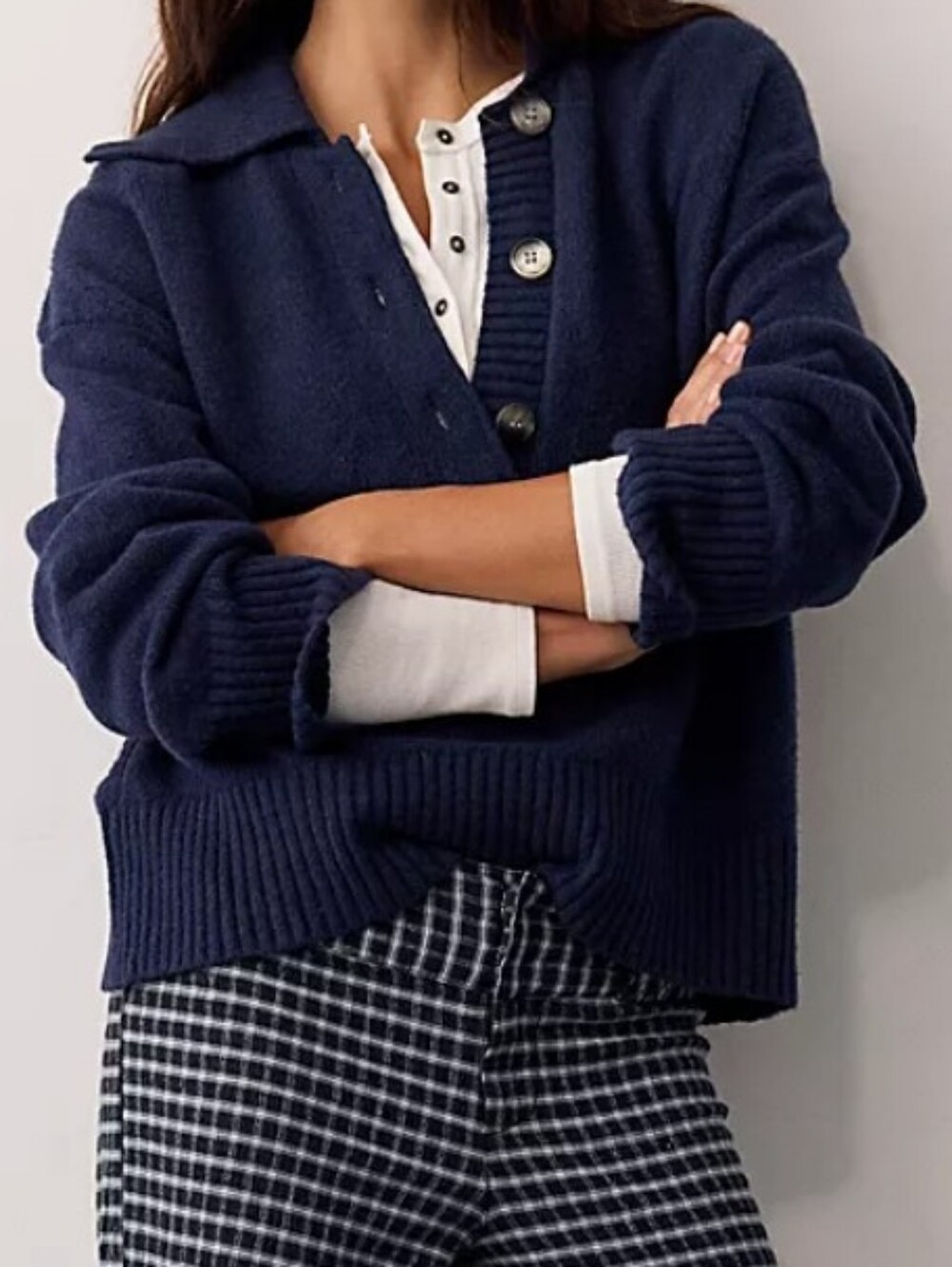 Free People Trading Up Polo Sweater In Outer Space Melange